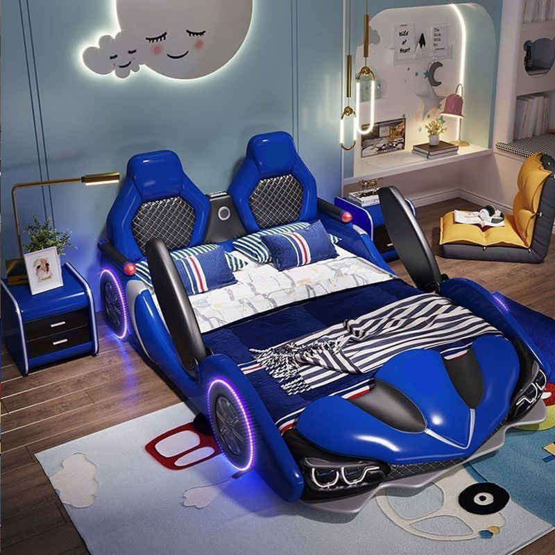 Single Sports Car Cartoon Bedroom Set Boys and Girls Creative Wood Storage Bed for School Hospital Use for Kids' Bedroom