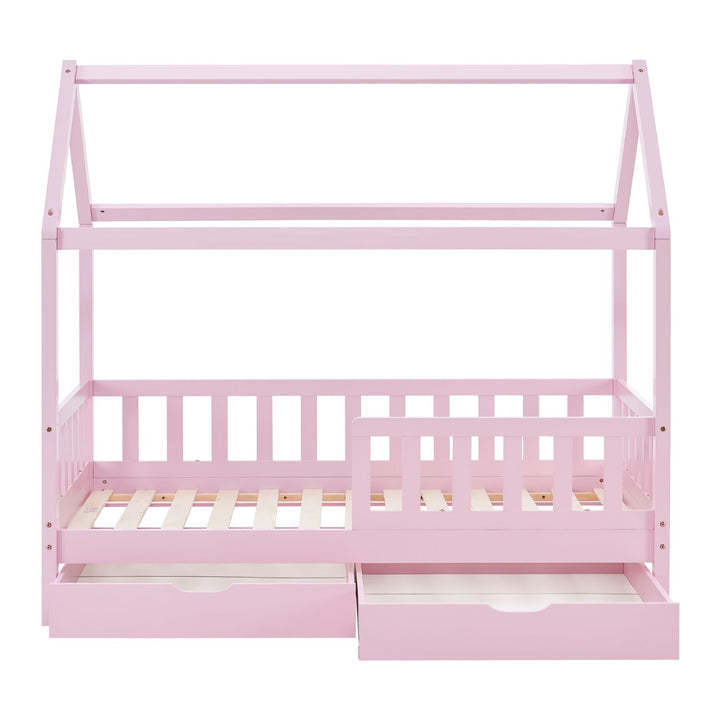 Cute pink children's fashion toddler bedroom furniture solid wood children bed with storage cabinet