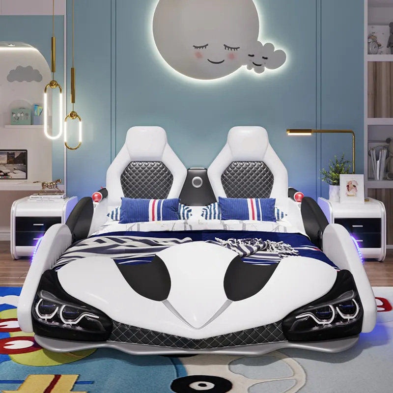 Single Sports Car Cartoon Bedroom Set Boys and Girls Creative Wood Storage Bed for School Hospital Use for Kids' Bedroom