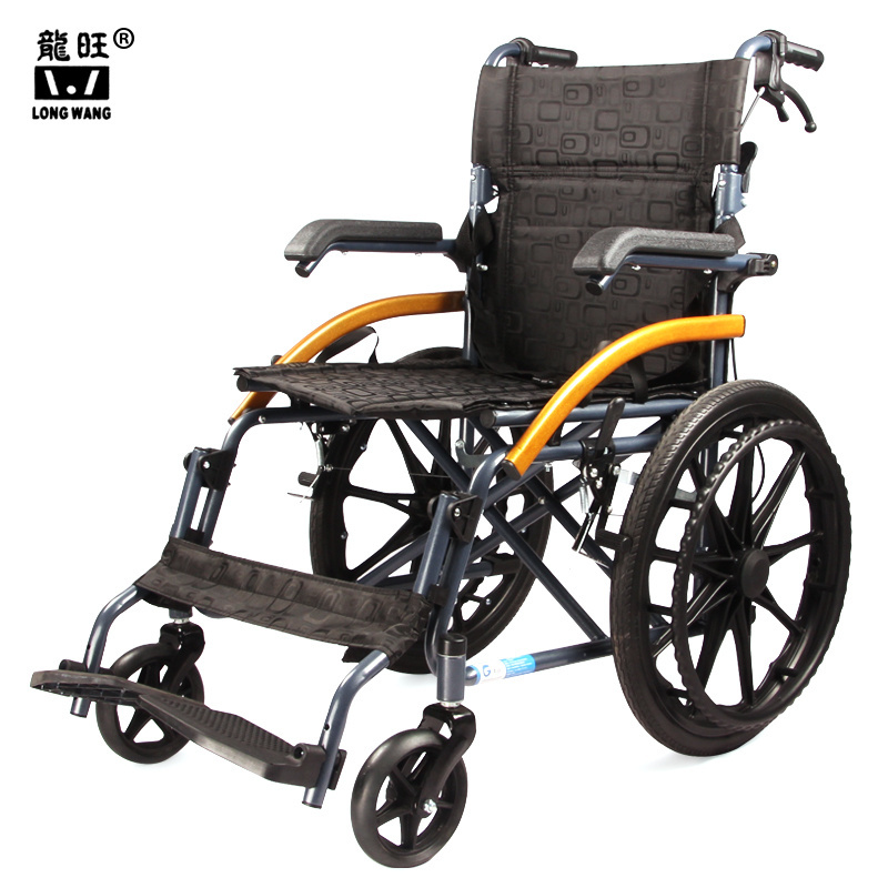 Steel wheelchair with swinging foot pedals 20-inch seat with movable armrests manual wheelchair