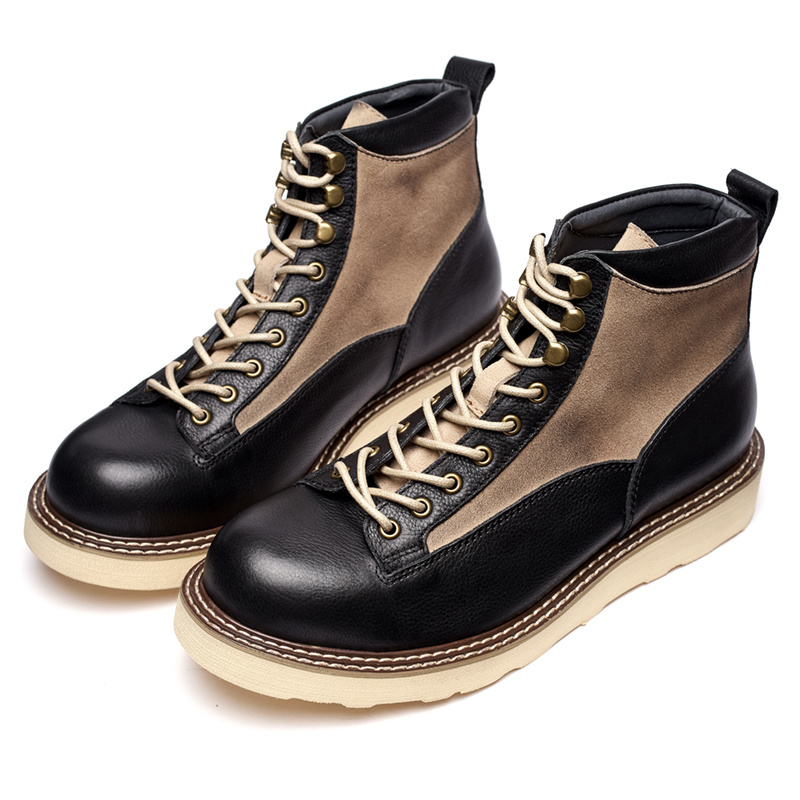 2022 genuine leather boots for men lace-up classic OEM ODM logo high quality