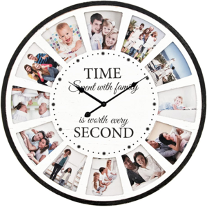 Hanging Modern Photo Collage Family Quote Wood art wall clock household wall modern minimalist home decor living room clock