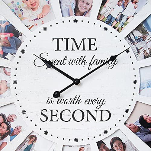 Hanging Modern Photo Collage Family Quote Wood art wall clock household wall modern minimalist home decor living room clock