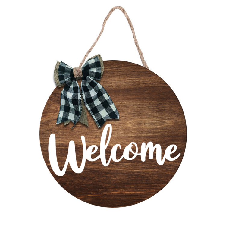 Welcome Front Door Round Wood Sign Hanging Welcome Sign for Farmhouse porch Spring Welcome Sign Front Door Decoration