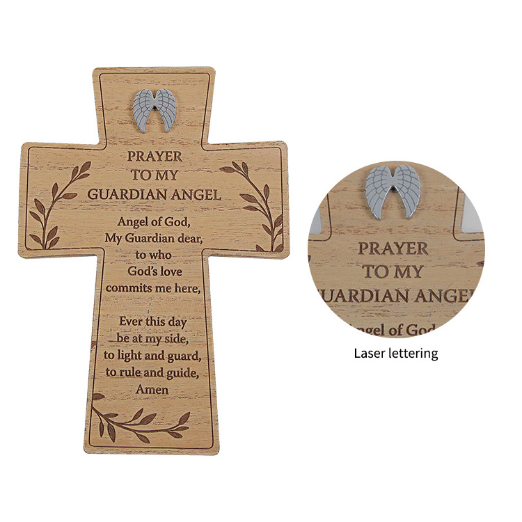 Wall cross wood handmade hanging cross with engraved laser printed for home for office and churches decoration