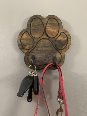 Wooden Pat paw shape wall art wood print with hook for Home storage rustic wooden wall hook