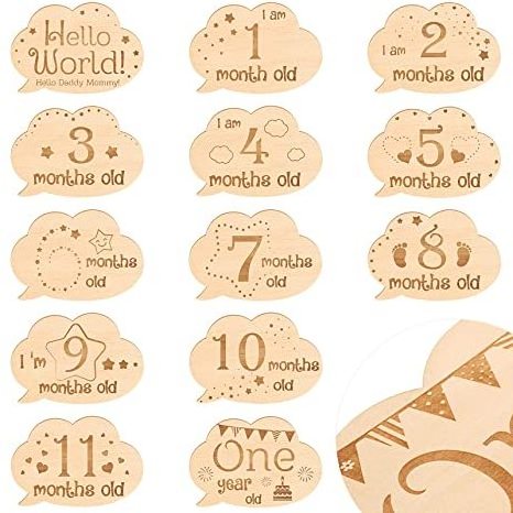 Hand made high quality hello newborn baby announcement sign wooden solice milestone cards