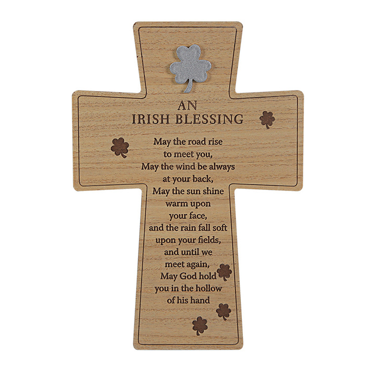 Wall cross wood handmade hanging cross with engraved laser printed for home for office and churches decoration