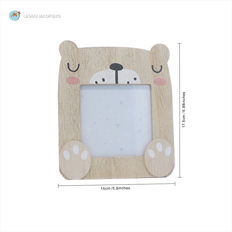 Hot Selling Desk Decoration Wooden Bear Photo Frames For Home Deco