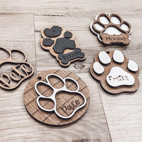 Wooden Pat paw shape wall art wood print with hook for Home storage rustic wooden wall hook