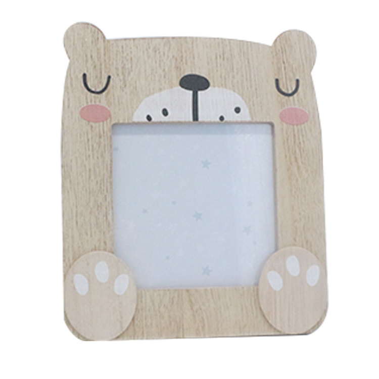 Hot Selling Desk Decoration Wooden Bear Photo Frames For Home Deco