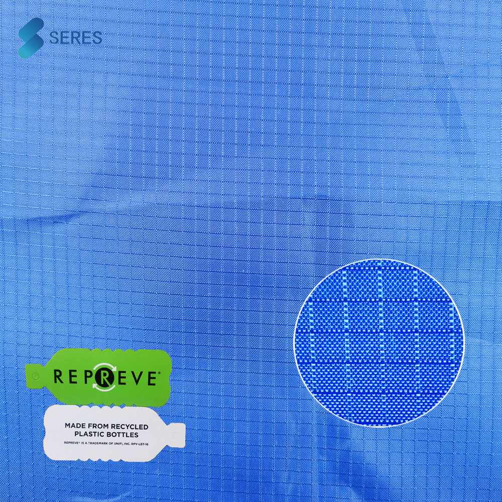 SERES sustainable fabric recycled polyester fabric ecofriendly rpet textile ripstop 210t taffeta fabric