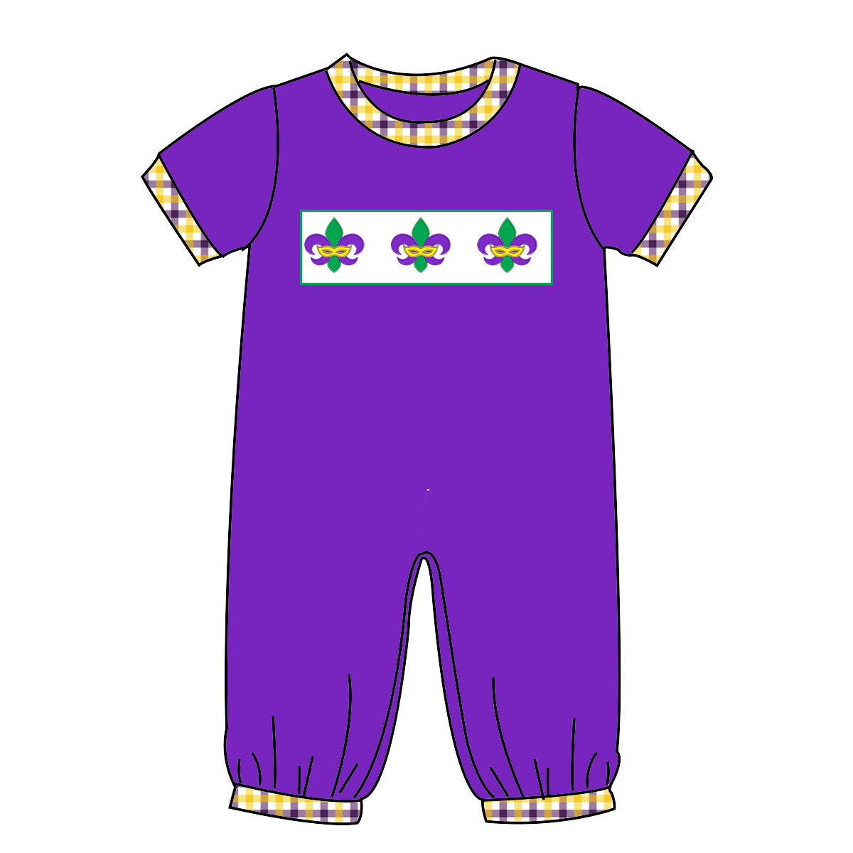 High Quality Boys Custom Clothing Mardi Gras Applique Boys Clothing With Short Sleeves design