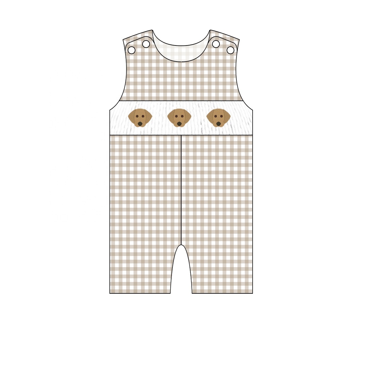 2023 Hot sale Customized Puppy Embroidery Smocked Baby Girl Romper