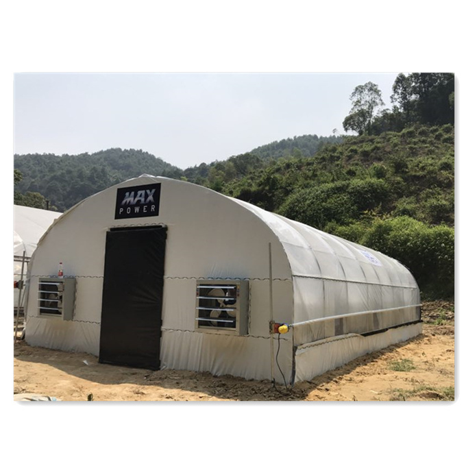 MAXPOWER equipment plants light deprivation rolling bench roof opening arm irrigation system glass greenhouse