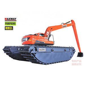 MAXWAY MMCL Heavy Duty Big Float 21.5 Ton Long Arm Amphibious Excavator for River Cleaning, Pond Dredging, Dig Soft Mud