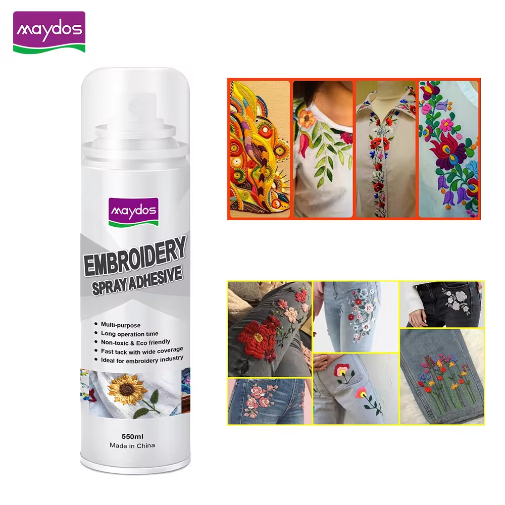 Maydos Hot selling embroidery spray adhesive glue for fabric clothes