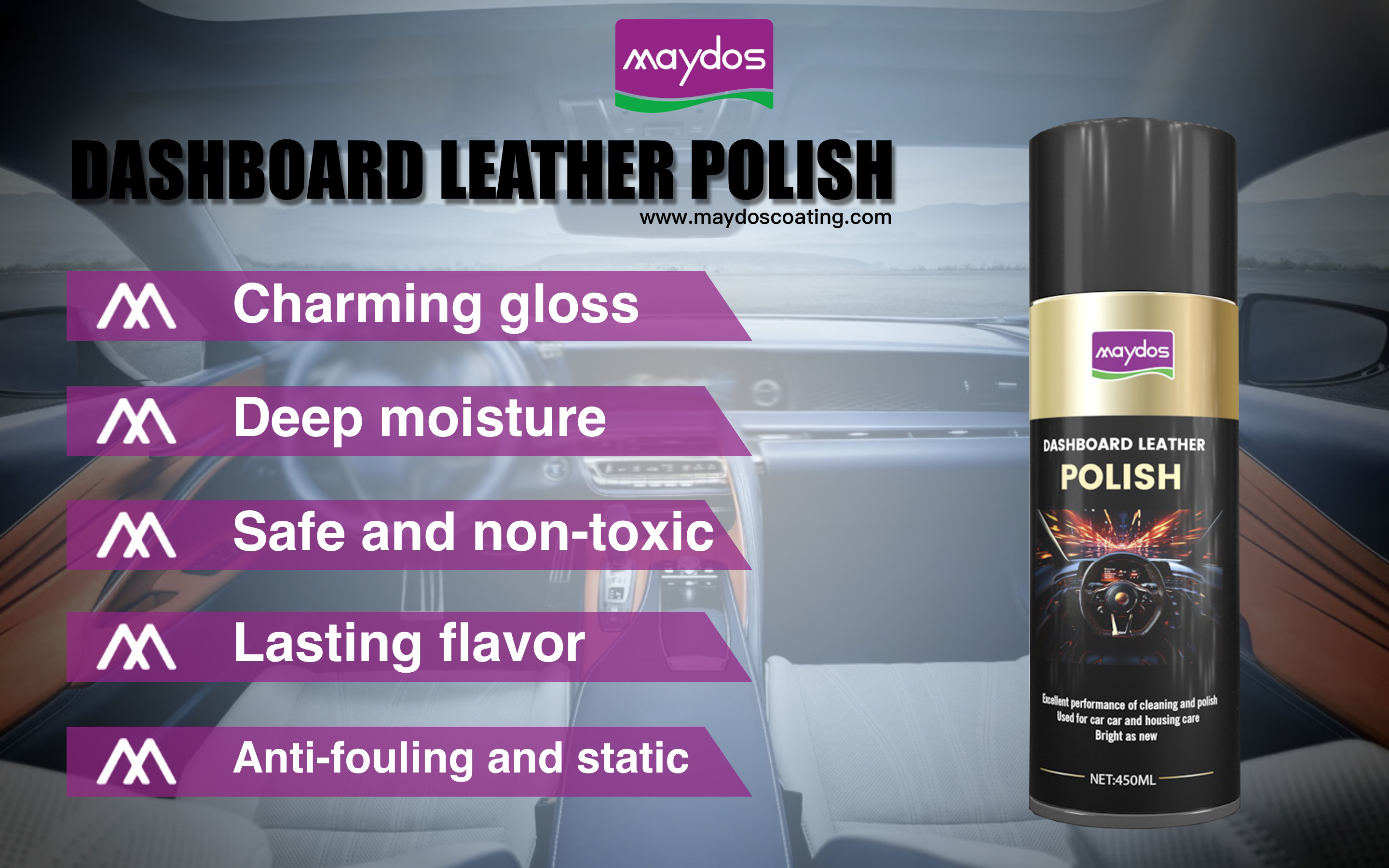 Manufacturer Price silicone car dashboard cleaner dashboard leather wax spray dashboard polish 450ml