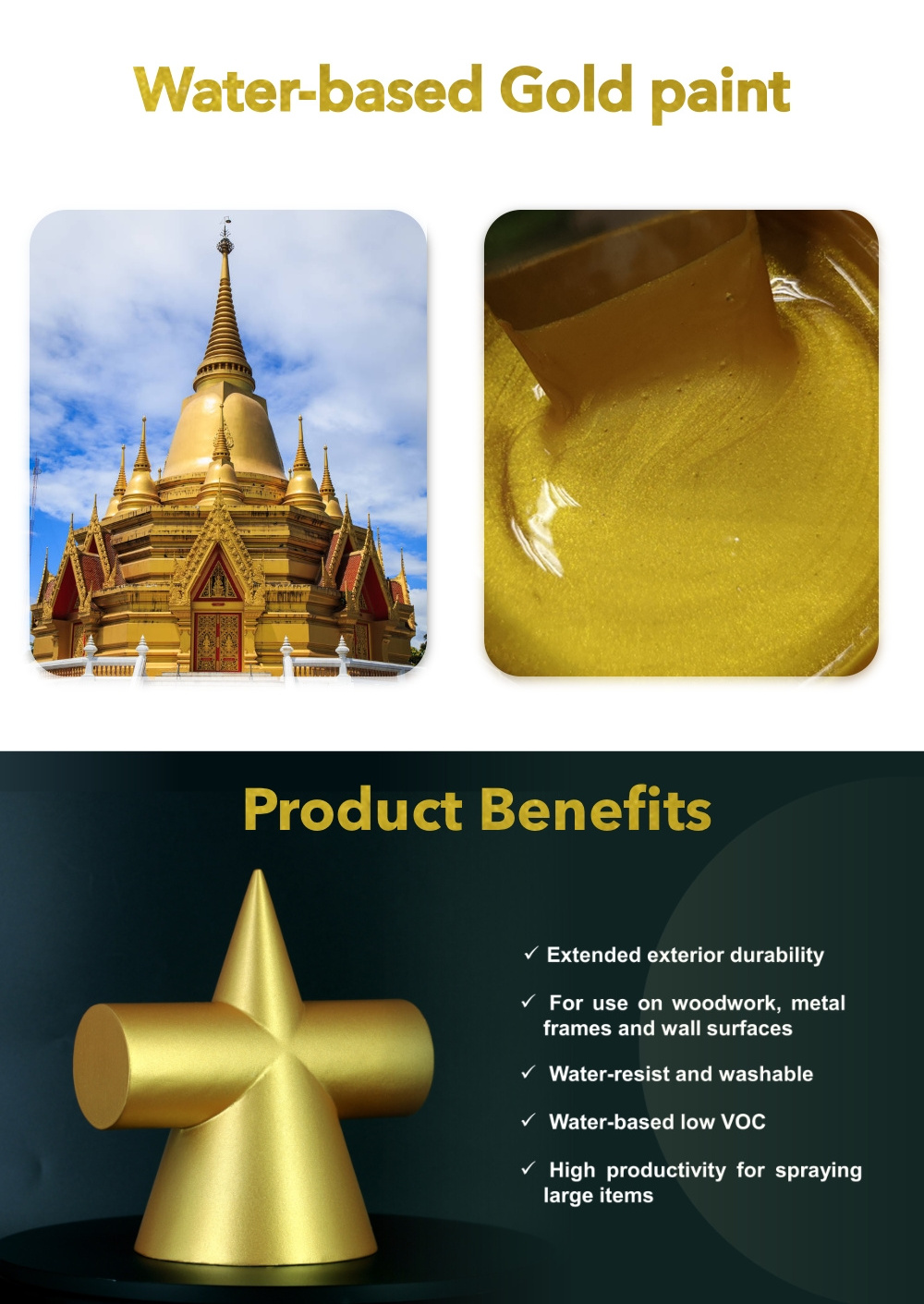 Wholesale Spray Acrylic Gold Paint Building Coating Metallic Gold Paint