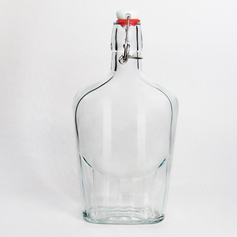 8.5 Ounces Vintage-Inspired Engraved Swingtop Glass Flask Bottle 250ml with Stainless Steel Swing