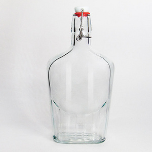 8.5 Ounces Vintage-Inspired Engraved Swingtop Glass Flask Bottle 250ml with Stainless Steel Swing