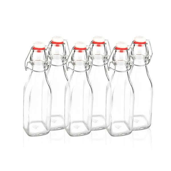 Clear Glass Bottle with Hermetic Lid 250ml 500ml 750ml 1L Swing top Beverage Juice Glass Bottles drink