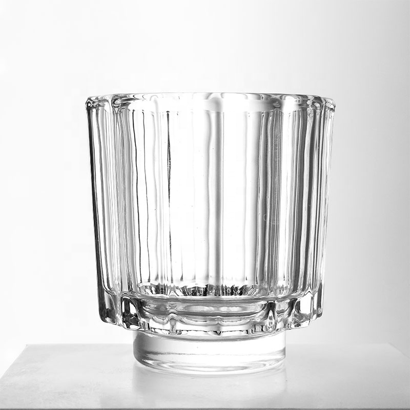 Wholesale 180ml 6OZ Crystal Ribbed Textured Votive Scented Tea Light Glass Candle Holders for wedding