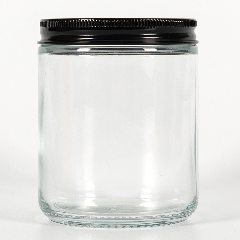 9oz 270ml Frost Clear Amber Glass Straight Sided Glass Candle Jar with Gold Black Silver Aluminum Lids