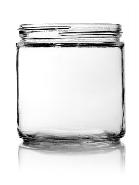 Wide Mouth Clear Straight Sided Storage Bottle 16OZ Glass Jar with Metal Lid