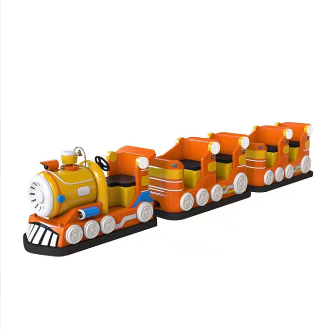 Shopping Mall Kids Electric Amusement Track Train Car Carnival Ride On Train With 3 New Double Row Carriages