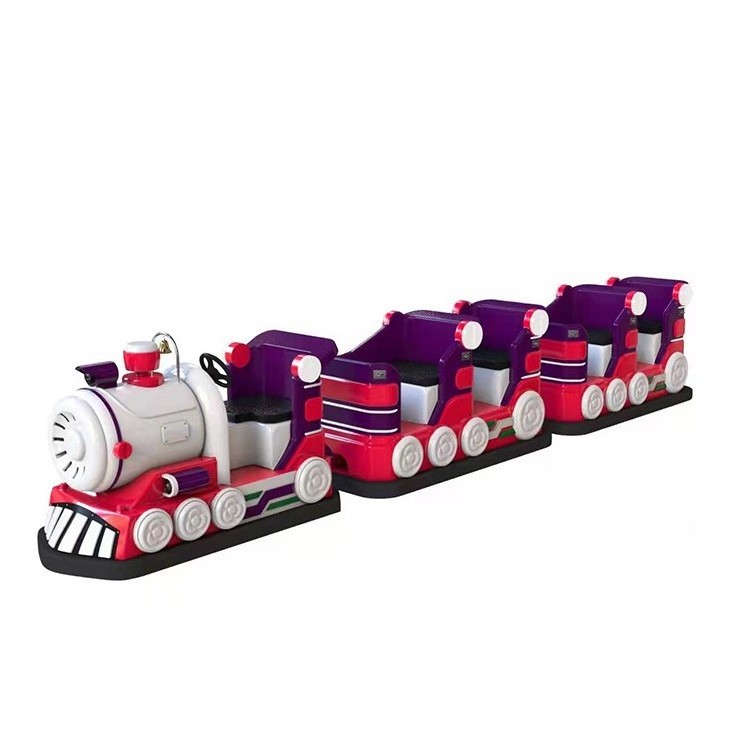 Shopping Mall Kids Electric Amusement Track Train Car Carnival Ride On Train With 3 New Double Row Carriages