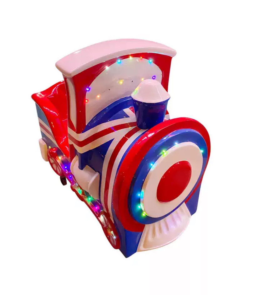 New Arrival 1 Seat Fiberglass Video Machine Coin Operated Kiddie Rides British Style Train