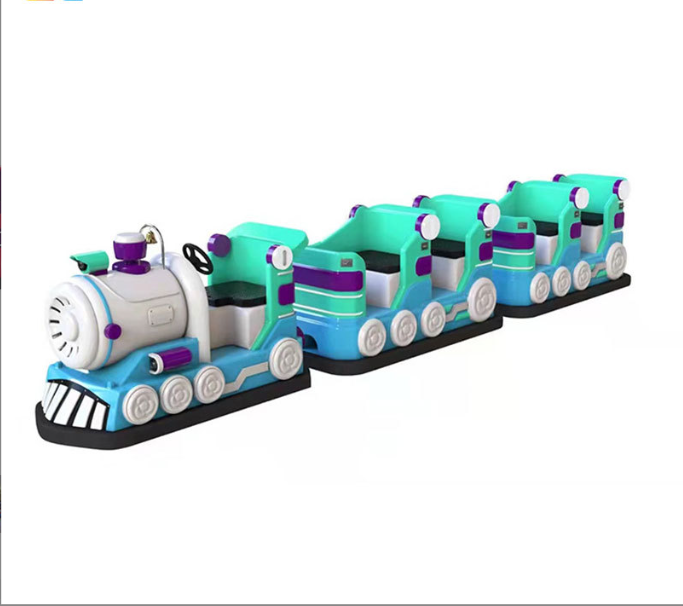 Shopping Mall Kids Electric Amusement Track Train Car Carnival Ride On Train With 3 New Double Row Carriages