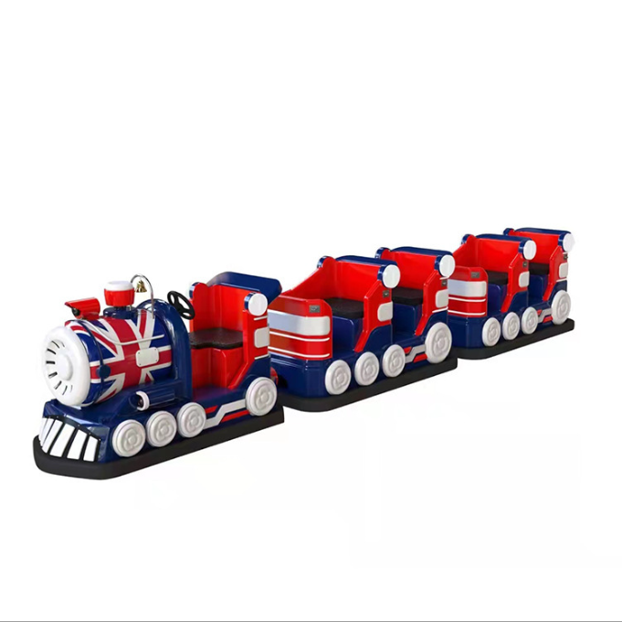 Shopping Mall Kids Electric Amusement Track Train Car Carnival Ride On Train With 3 New Double Row Carriages