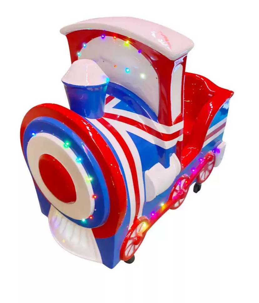 New Arrival 1 Seat Fiberglass Video Machine Coin Operated Kiddie Rides British Style Train