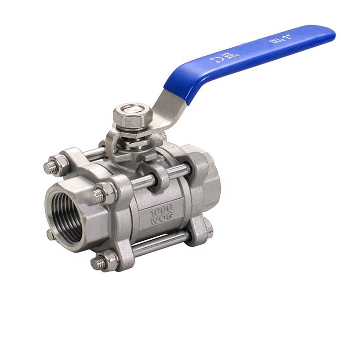 316 stainless steel Cf8m 1000wog thread ball valve 1 inch 2 inch 3pc butt weld manual operated ball valve