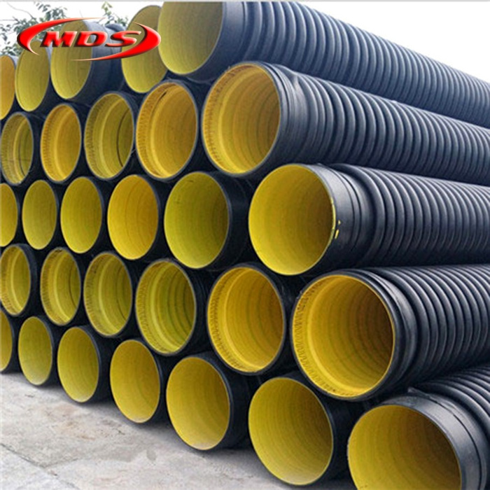 24 inch smooth wall corrugated yellow drainage hdpe pipe