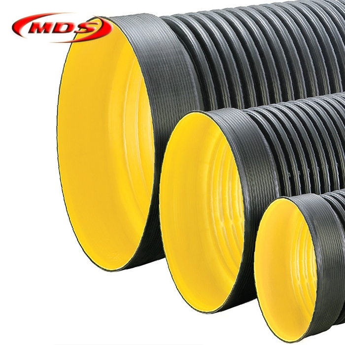 24 inch smooth wall corrugated yellow drainage hdpe pipe