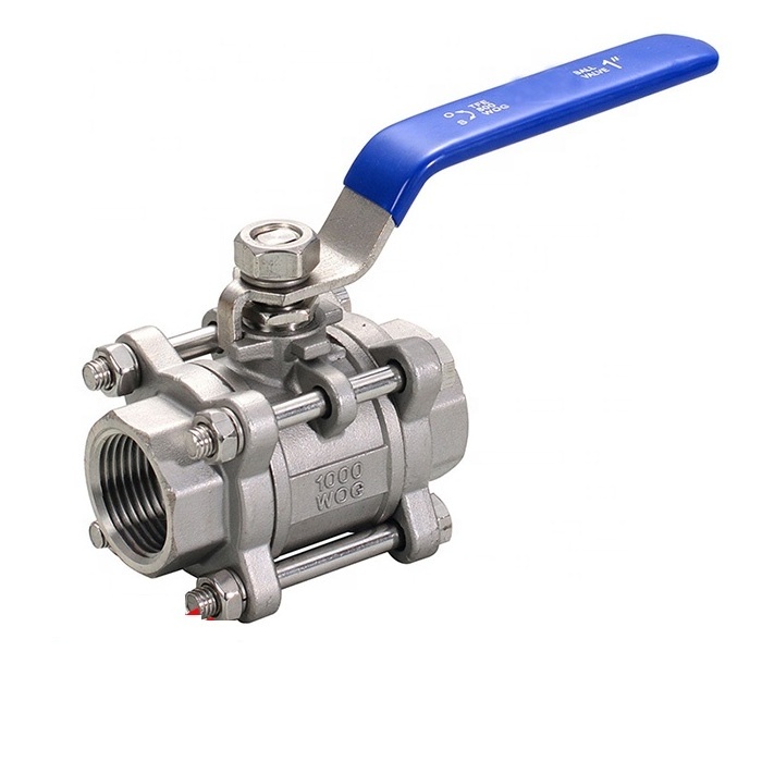 316 stainless steel Cf8m 1000wog thread ball valve 1 inch 2 inch 3pc butt weld manual operated ball valve