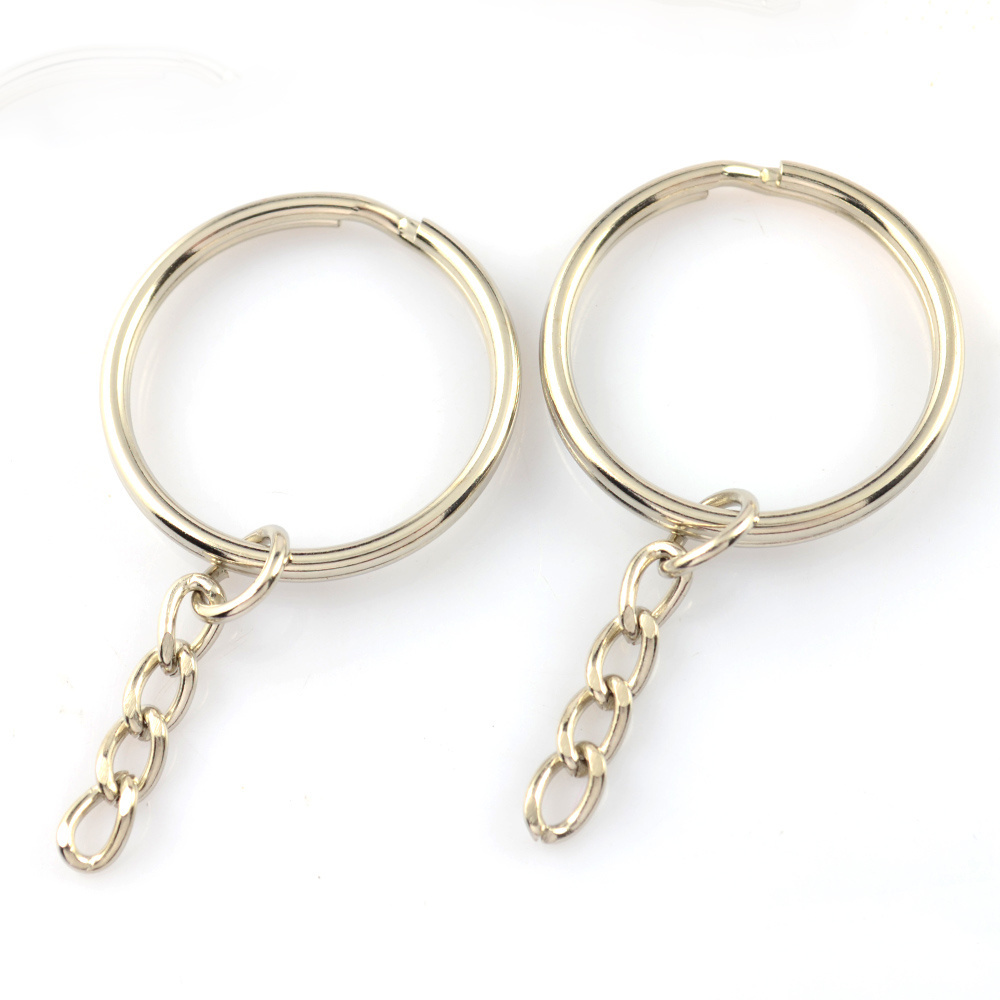 Wholesale Manufacture Zinc Alloy Silver Split Custom Logo Blank Metal Car Keychain Accessories With Key Ring