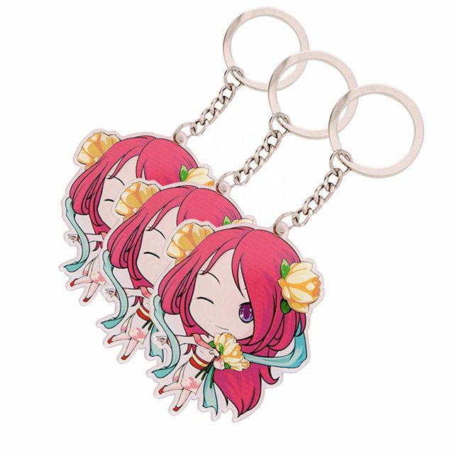 Wholesale Manufacture Free Samples Resin Epoxy Anime Key Ring Keychain For Girls Acrylic KeyChain Custom Printed Acrylic Charms