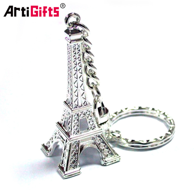 Fashion Oem Odm 3D Key Ring Maker Metal Silver Souvenir Key Chain Keyrings Custom Eiffel Tower Keychain Wholesale