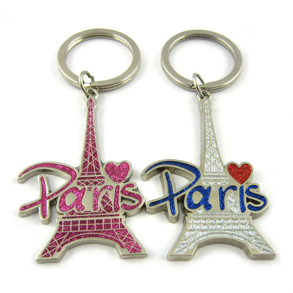 Fashion Oem Odm 3D Key Ring Maker Metal Silver Souvenir Key Chain Keyrings Custom Eiffel Tower Keychain Wholesale