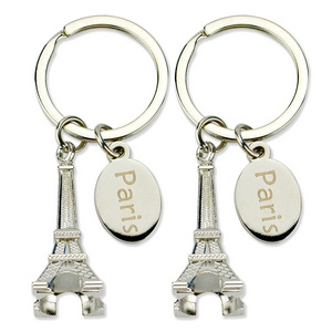 Fashion Oem Odm 3D Key Ring Maker Metal Silver Souvenir Key Chain Keyrings Custom Eiffel Tower Keychain Wholesale