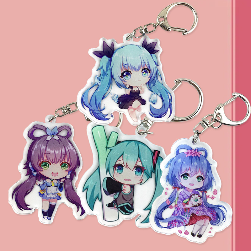 Wholesale Manufacture Free Samples Resin Epoxy Anime Key Ring Keychain For Girls Acrylic KeyChain Custom Printed Acrylic Charms