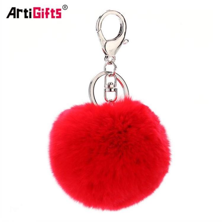 Wholesale Multicolor Cute Puff Key Ring Key Chain Pompom Key Chains Plush Detachable Custom Fluffy Pom Poms Keychain