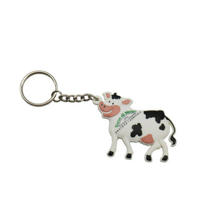 Chinese Manufacturer Cheap Custom Rubber Pvc Key chain Keyring Cartoon Cattle Dairy Milk Cow Shaped Keychain