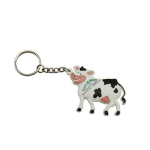 Chinese Manufacturer Cheap Custom Rubber Pvc Key chain Keyring Cartoon Cattle Dairy Milk Cow Shaped Keychain