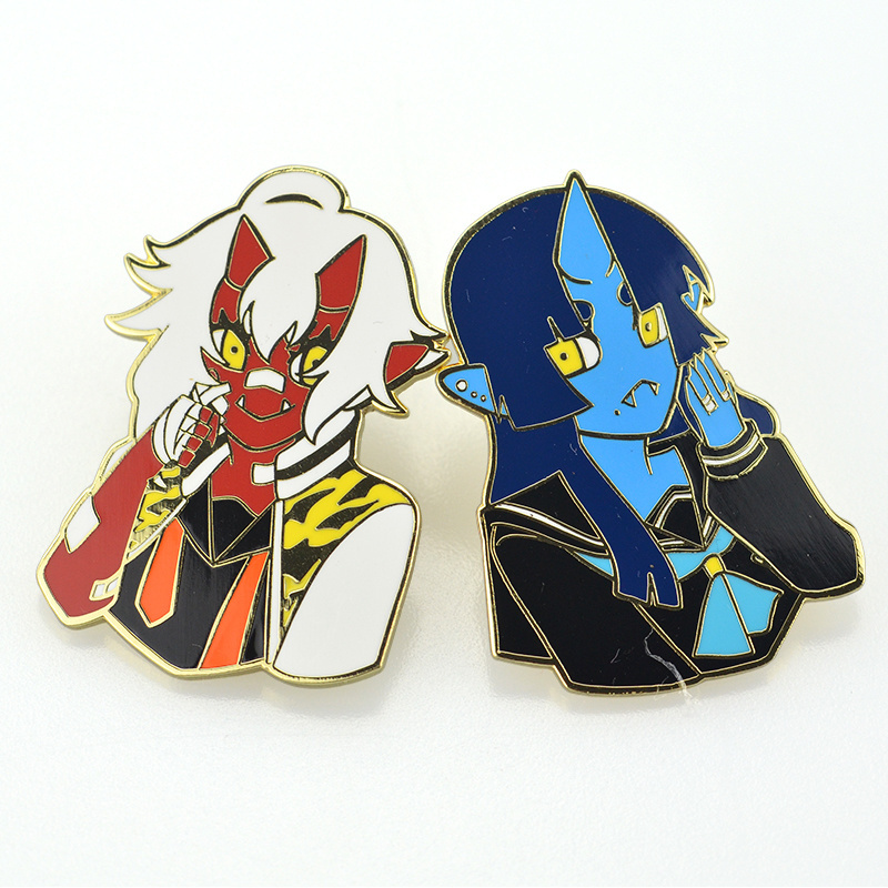 Free Sample Custom Design Metal Cartoon Character Collar Lapel Pin Badge Manufacture Hard Soft Enamel Slayer Anime Enamel Pin