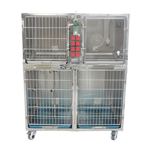 Veterinary Hospital Equipment 304 Stainless Steel Dog Kennel Cage with Electric Socket